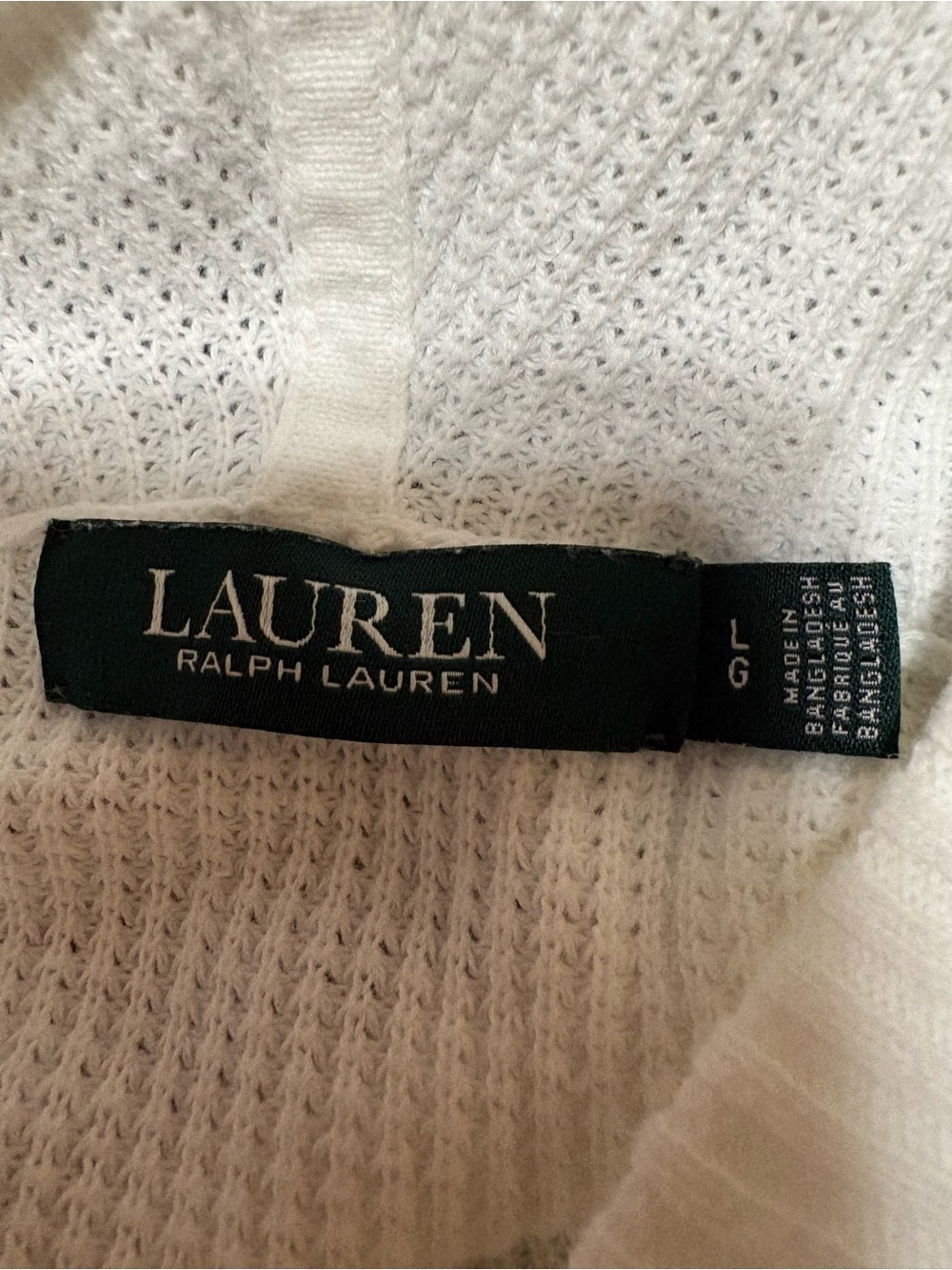 Lauren Ralph Lauren White Women's Waffle-Knit Hoodie Size Large Resort Travel - Picture 3 of 9